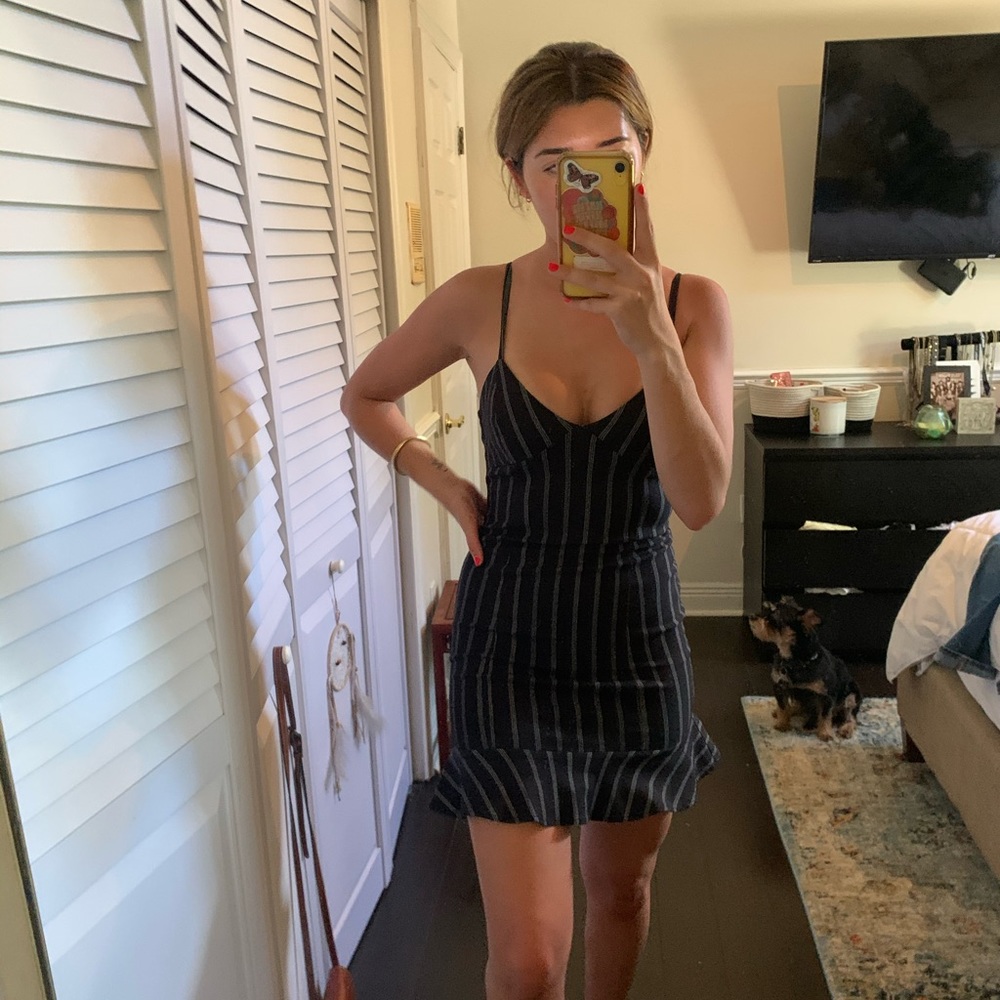 Strip tight mini dress